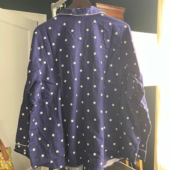 NWOT  Lands End 100% Cotton Flannel Pajama Top, Patriot Blue Dots Print, Sz 3X - Picture 3 of 11